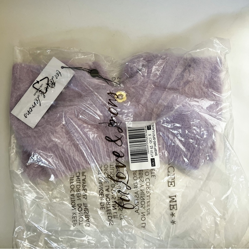 NWT FOR LOVE & LEMONS Devon Sleeveless Purple Fuzzy Top S - Picture 2 of 2
